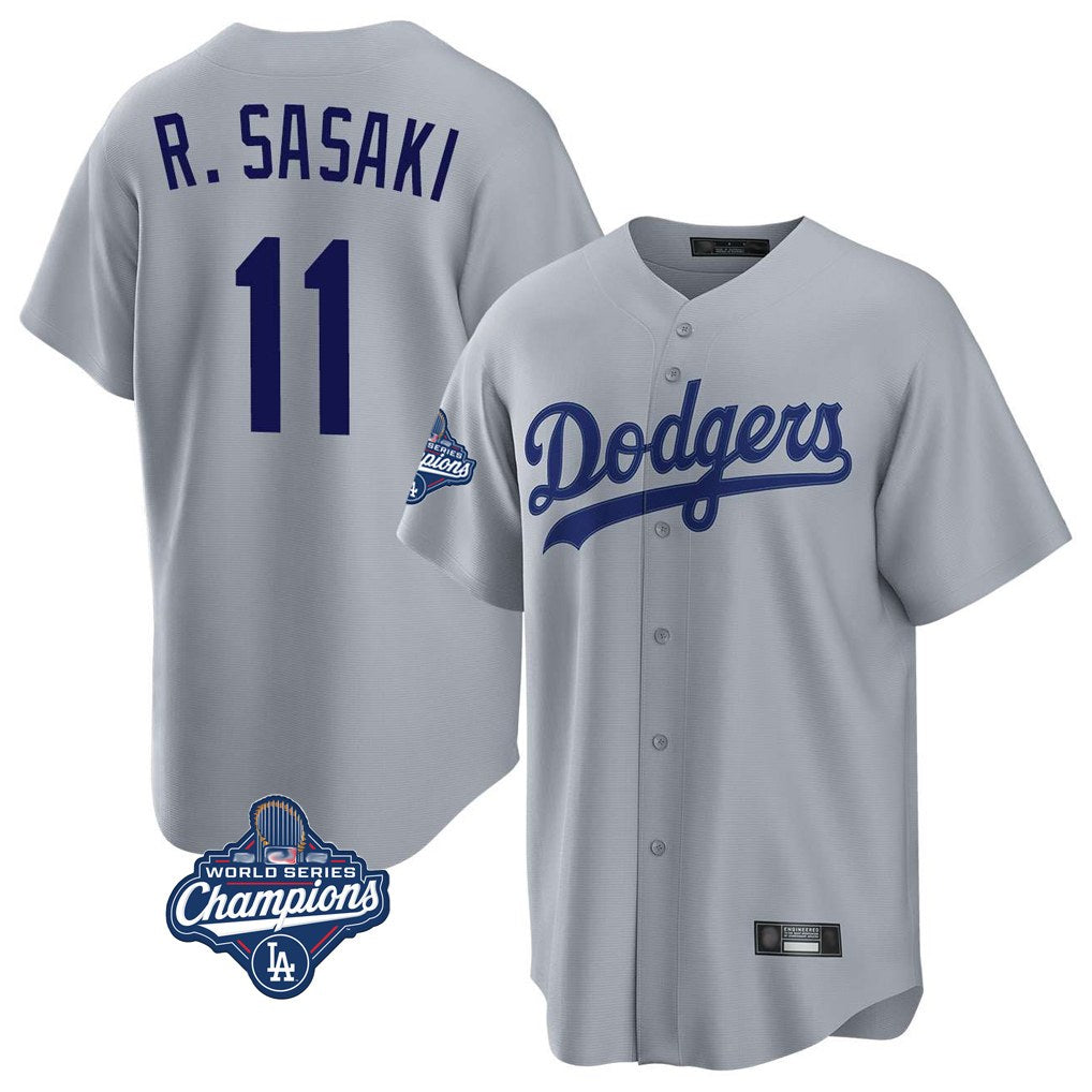 Los Angeles Dodgers #11 Roki Sasaki Player Gray HeidiMiller World Series Meet Game Stitched Jerseys