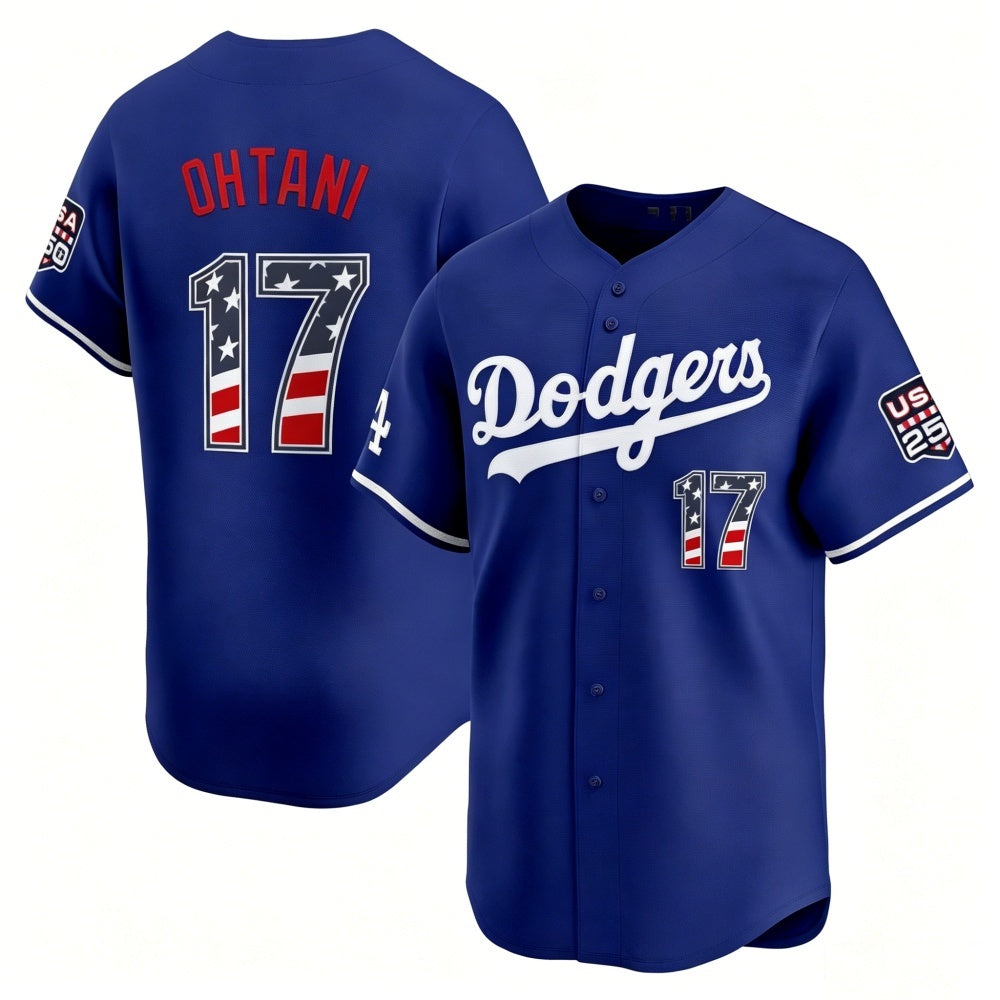 Los Angeles Dodgers #17 Shohei Ohtani Royal HeidiMiller USA 250 Fourth of July Limited Stitched Jersey
