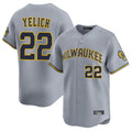 Milwaukee Brewers #22 Christian Yelich Player Gray HeidiMiller Home Limited Stitched Jerseys