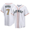 Houston Astros #7 Craig Biggio Player Gold HeidiMiller Collection Game Home Stitched Jerseys