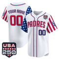 Custom San Diego Padres America 250 Edition Vapor Premier Limited White HeidiMiller Stitched Jerseys