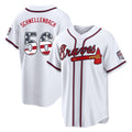Atlanta Braves #56 Spencer Schwellenbach Player White HeidiMiller USA 250 Fourth Of July Limited Home Game Stitched Jerseys