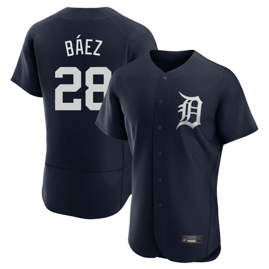 Detroit Tigers #28 Javier Baez Player Navy HeidiMiller Limited Elite Home Stitched Jerseys