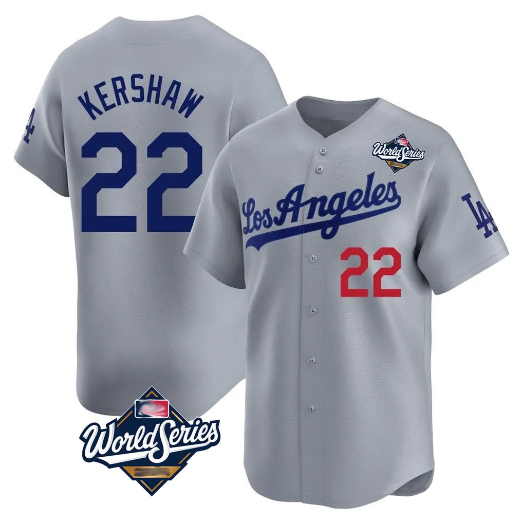Los Angeles Dodgers #22 Clayton Kershaw Player Gray HeidiMiller World Series Limited Home Stitched Jerseys