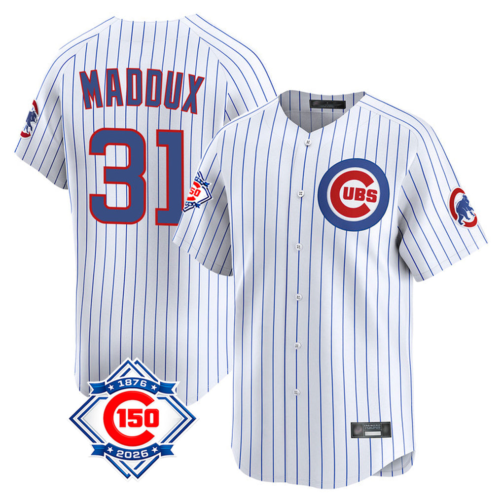 Chicago Cubs #31 Greg Maddux Player White HeidiMiller 150th Anniversary Limited Home Game Stitched Jerseys