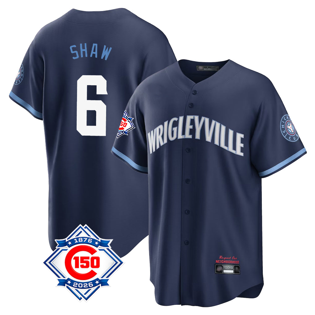 Chicago Cubs #6 Matt Shaw Player Navy HeidiMiller 150th Anniversary City Connect Home Game Stitched Jerseys