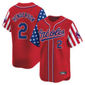 Baltimore Orioles #2 Gunnar Henderson Player Red HeidiMiller Independence Day Vapor Premier Limited Home Game Stitched Jerseys