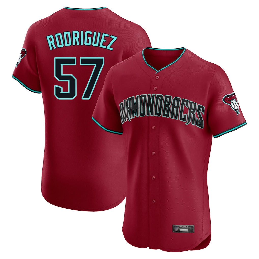 Arizona Diamondbacks #57 Eduardo Rodriguez Player Red HeidiMiller Limited Elite Home Game Stitched Jerseys