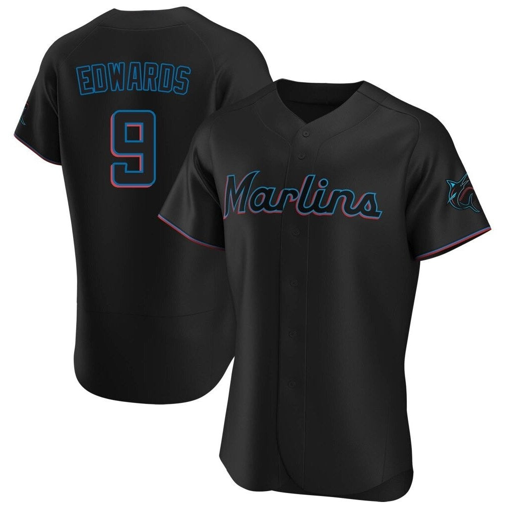 Miami Marlins #9 Xavier Edwards Player Black HeidiMiller Home Limited Elite Stitched Jerseys