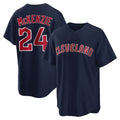 Cleveland Guardians #24 Triston McKenzie Player Navy HeidiMiller Game Home Stitched Jerseys