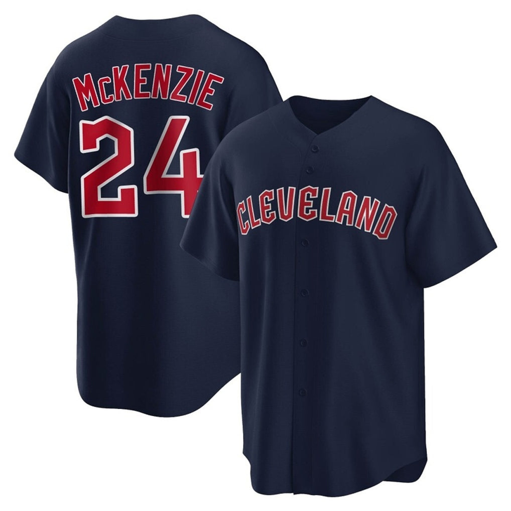Cleveland Guardians #24 Triston McKenzie Player Navy HeidiMiller Game Home Stitched Jerseys