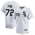 Chicago White Sox #72 Carlton Fisk Player White HeidiMiller Stripe Limited Home Stitched Jerseys