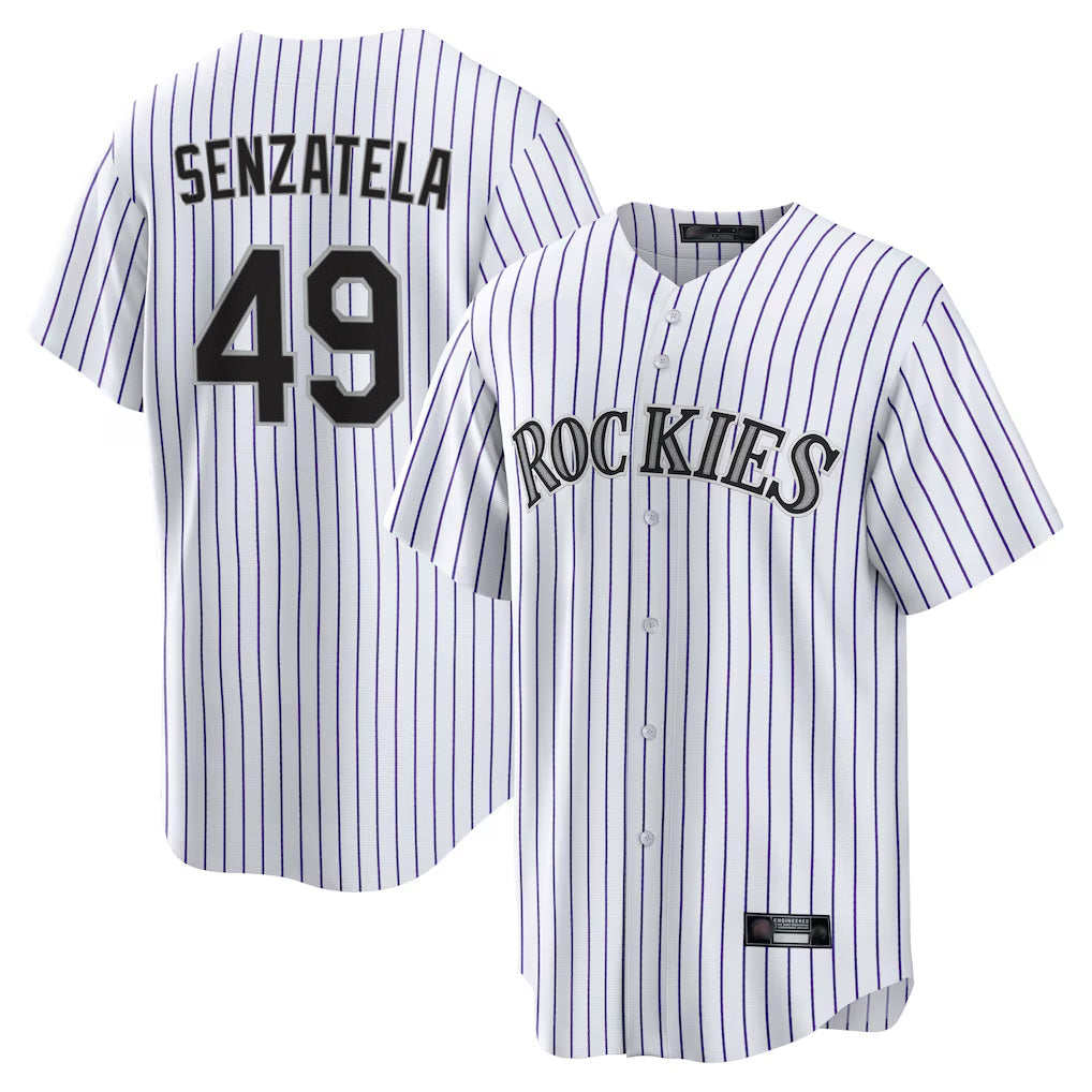 Colorado Rockies #49 Antonio Senzatela Player White HeidiMiller Game Home Stitched Jerseys