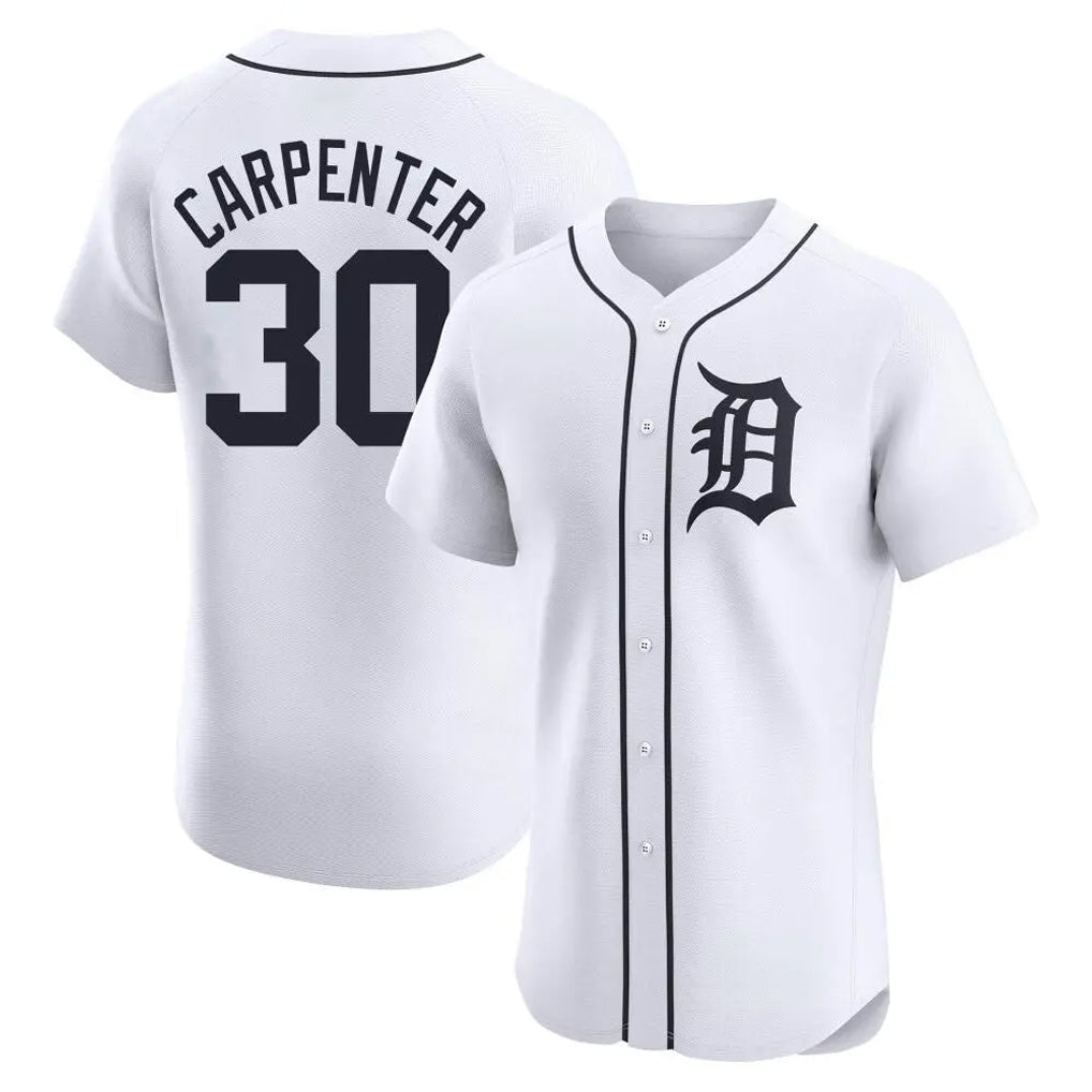 Detroit Tigers #30 Kerry Carpenter Player White HeidiMiller Limited Elite Home Stitched Jerseys
