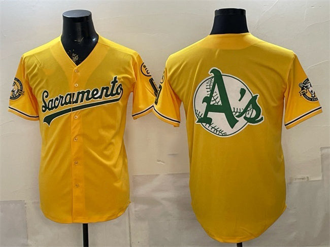 Oakland Athletics Team Big Logo 2026 Yellow HeidiMiller Alternate Sacramento Celebrating 125 Years Vapor Limited Stitched Jerseys 2