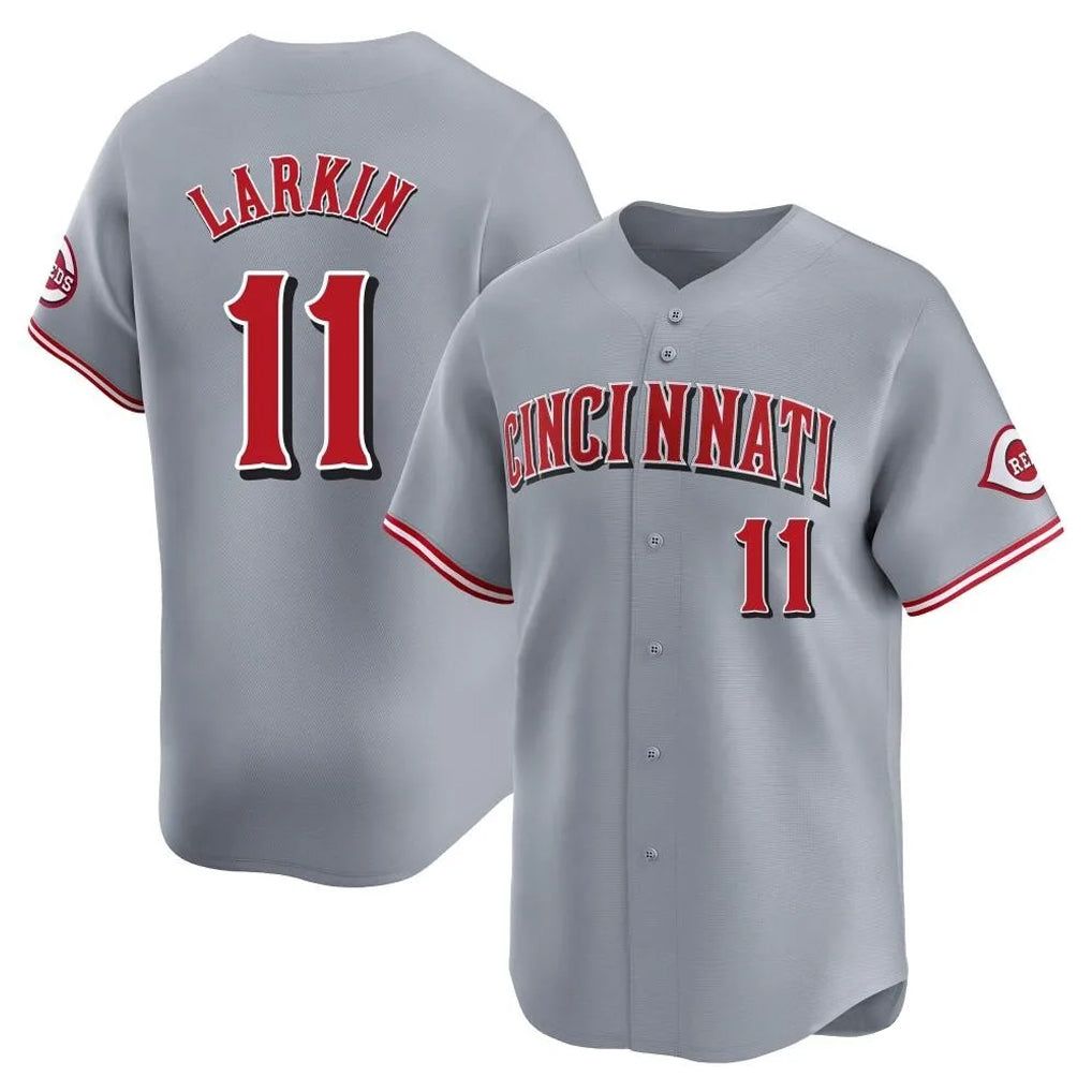 Cincinnati Reds #11 Barry Larkin Player Gray HeidiMiller Home Limited Stitched Jerseys