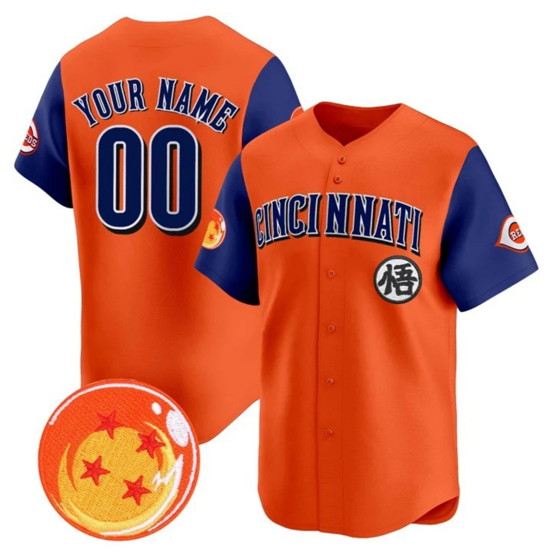 Custom Cincinnati Reds x Dragon Ball Royal Orange HeidiMiller Vapor Premier Limited Jersey - All Stitched
