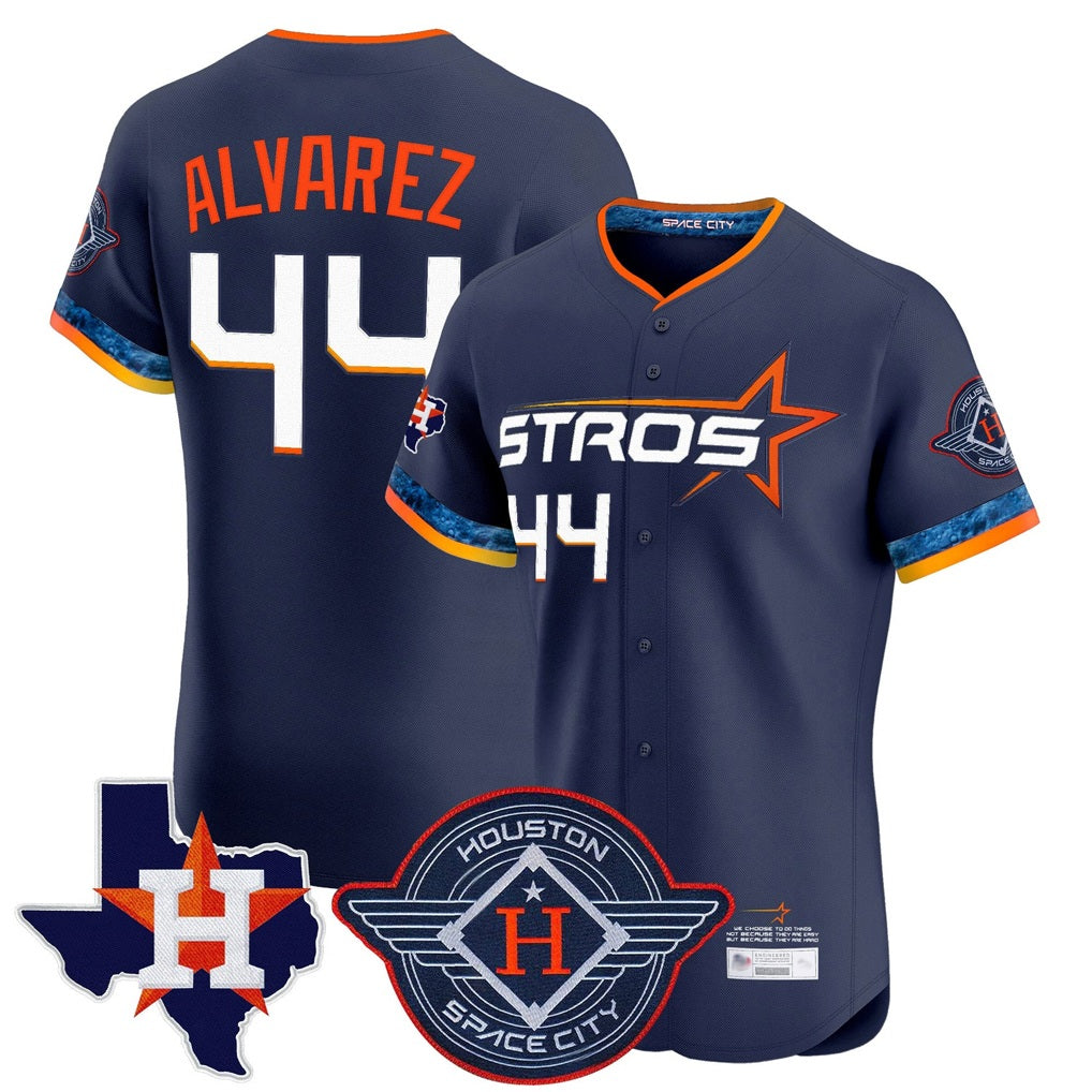 Houston Astros #44 Yordan Alvarez Player Navy HeidiMiller City Connect Texas Patch Vapor Premier Limited Elite Home Stitched Jerseys
