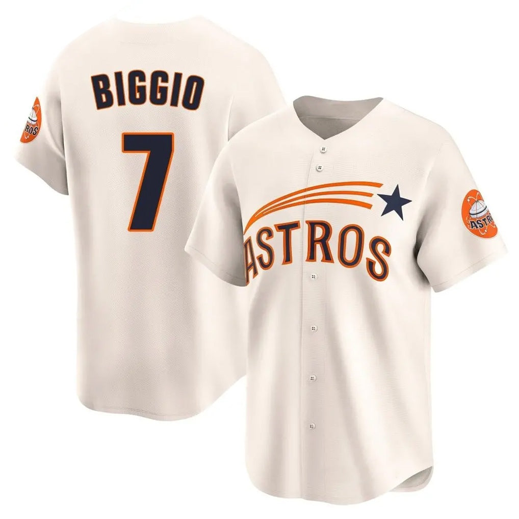 Houston Astros #7 Craig Biggio Player Cream HeidiMiller Throwback Cooperstown Collection Limited Stitched Jerseys