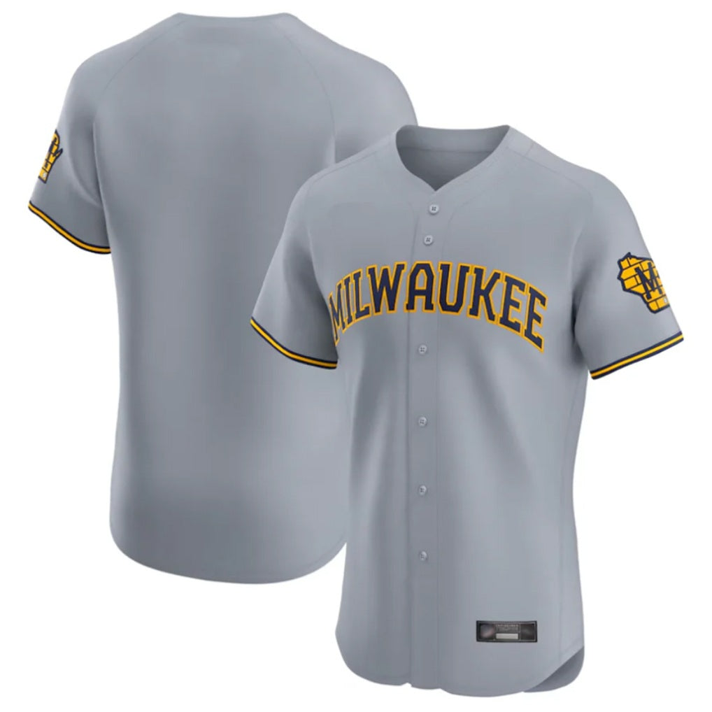 Milwaukee Brewers Blank Player Gray HeidiMiller Home Limited Elite Stitched Jerseys