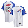 Atlanta Braves #10 Chipper Jones Player White HeidiMiller USA 250 Fourth Of July City Connect Home Game Stitched Jerseys