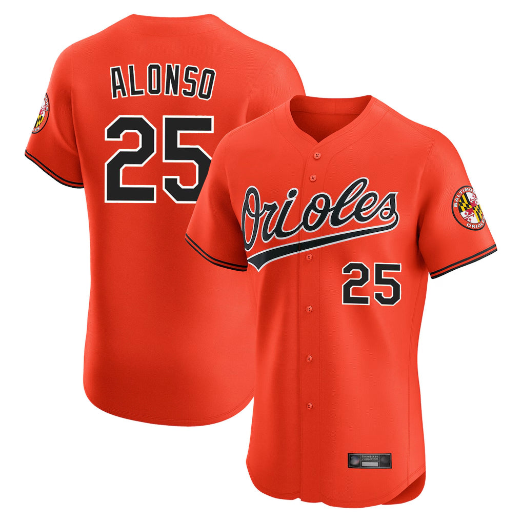 Baltimore Orioles #25 Pete Alonso Player Orange HeidiMiller Limited Elite Home Game Stitched Jerseys