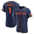 Houston Astros #1 Carlos Correa Player Navy HeidiMiller City Connect Limited Elite Home Stitched Jerseys