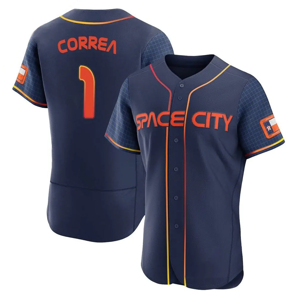 Houston Astros #1 Carlos Correa Player Navy HeidiMiller City Connect Limited Elite Home Stitched Jerseys