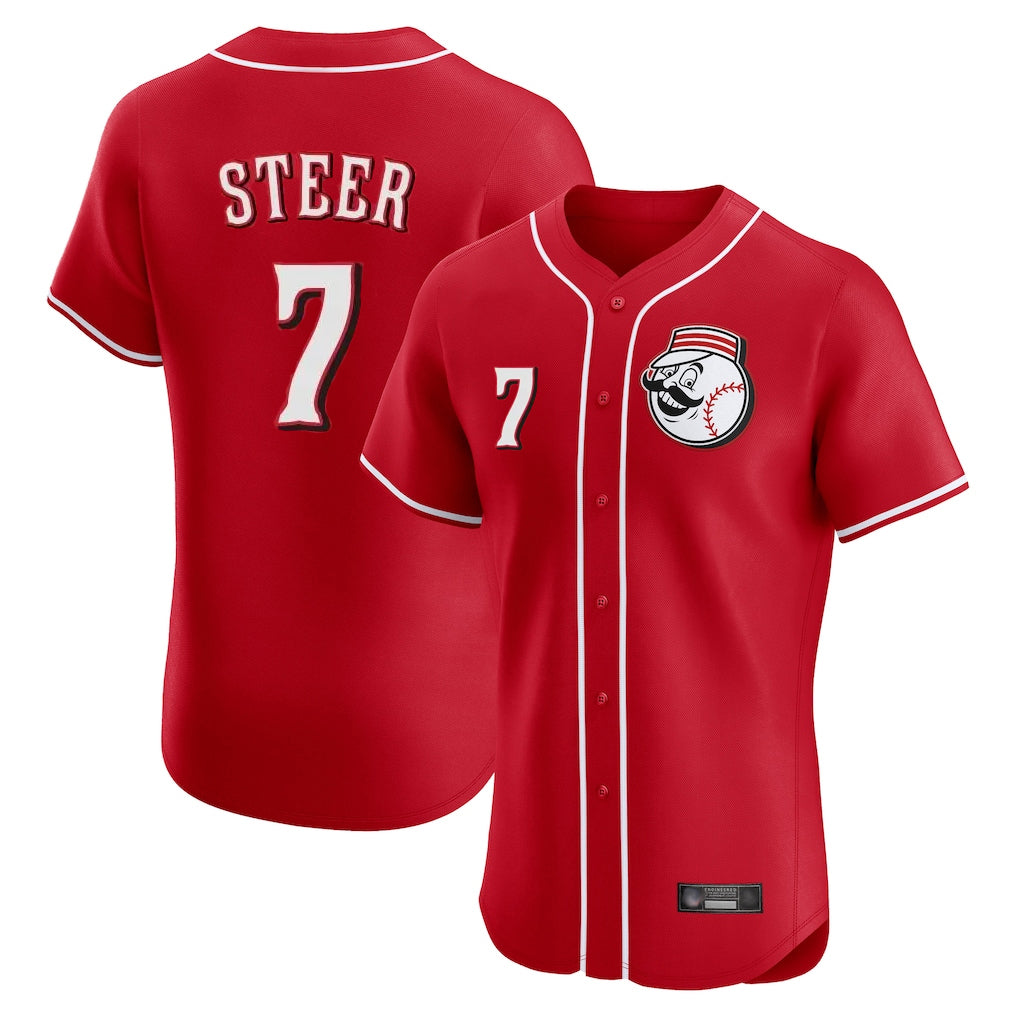 Cincinnati Reds #7 Spencer Steer Player Red HeidiMiller Limited Elite Home Game Stitched Jerseys