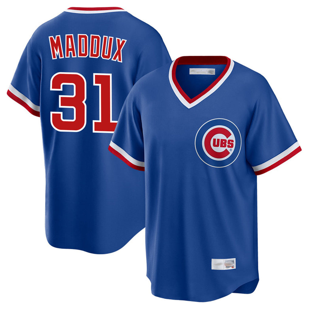Chicago Cubs #31 Greg Maddux Player Royal HeidiMiller T-shirt Cooperstown Collection Limited Stitched Jerseys