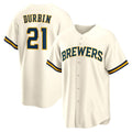 Milwaukee Brewers #21 Caleb Durbin Cream HeidiMiller Home Replica Jersey