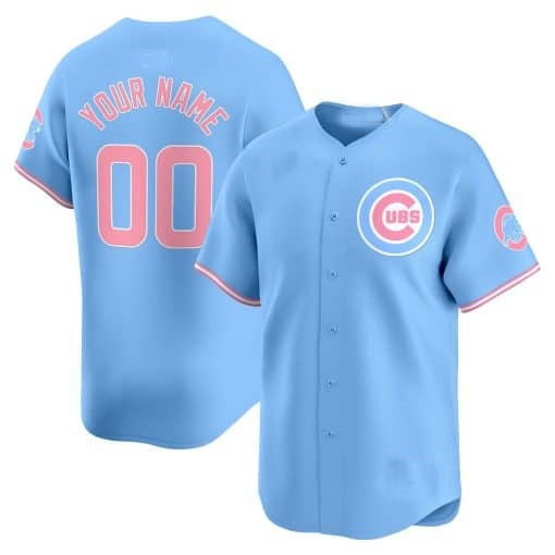 Custom Chicago Cubs Bubblegum Pink Vapor Premier Limited Jersey ¨C Blue HeidiMiller