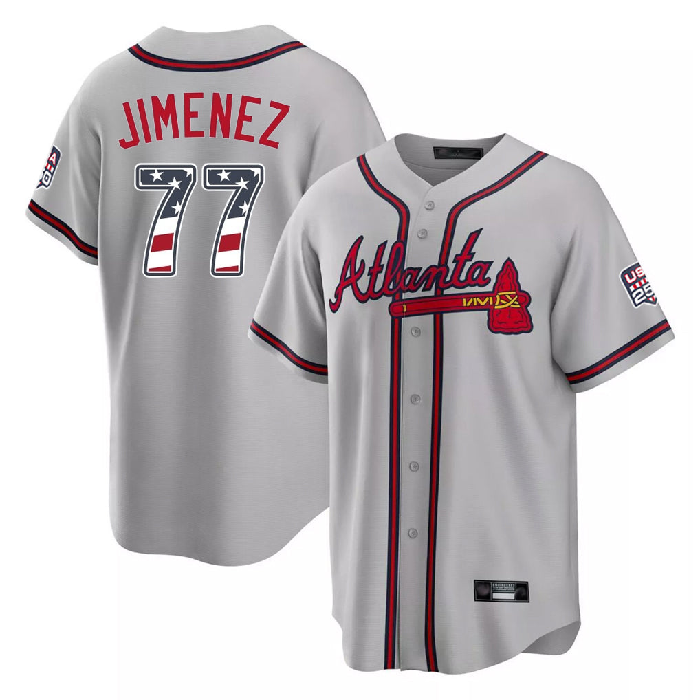 Atlanta Braves #77 Joe Jimenez Player Gray HeidiMiller USA 250 Fourth Of July Limited Home Game Stitched Jerseys