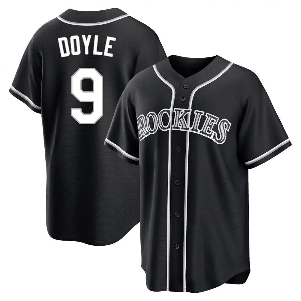 Colorado Rockies #9 Brenton Doyle Player Black HeidiMiller Fashion Out Home Game Stitched Jerseys