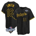 Los Angeles Dodgers #16 Will Smith Player Black HeidiMiller World Series Snake Skin City Game Home Stitched Jerseys