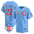 Chicago Cubs #27 Seiya Suzuki Player Light Blue HeidiMiller 150th Anniversary Limited Home Stitched Jerseys