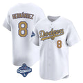 Los Angeles Dodgers #8 Enrique Hern¨¢ndez Player White Gold HeidiMiller World Series Meet Collection Limited Home Stitched Jerseys