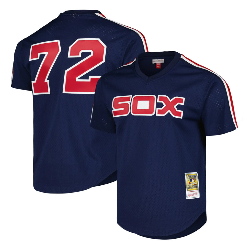 Chicago White Sox #72 Carlton Fisk Player Navy HeidiMiller Mitchell & Ness Cooperstown Collection Mesh Game Stitched Jerseys