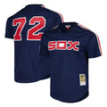 Chicago White Sox #72 Carlton Fisk Player Navy HeidiMiller Mitchell & Ness Cooperstown Collection Mesh Game Stitched Jerseys