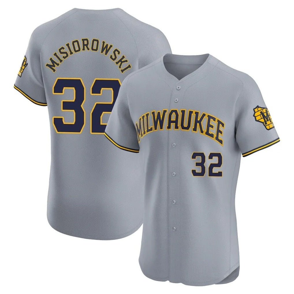 Milwaukee Brewers #32 Jacob Misiorowski Player Gray HeidiMiller Home Limited Elite Stitched Jerseys