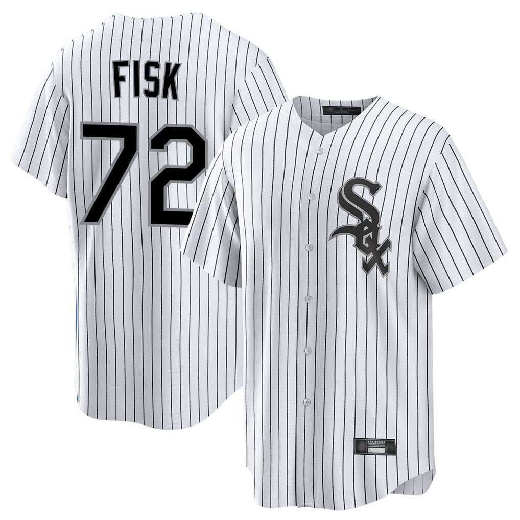 Chicago White Sox #72 Carlton Fisk Player White HeidiMiller Stripe Home Game Stitched Jerseys