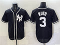 New York Yankees #3 Babe Ruth 2026 Fashion Replica Black HeidiMiller Out Stitched Jersey