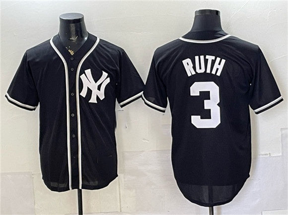New York Yankees #3 Babe Ruth 2026 Fashion Replica Black HeidiMiller Out Stitched Jersey