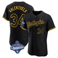Los Angeles Dodgers #34 Fernando Valenzuela Player Black HeidiMiller World Series Meet Snake Skin City Limited Elite Home Stitched Jerseys