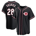 Cincinnati Reds #28 Eugenio Su¨¢rez Player Black HeidiMiller Fashion Out Home Game Stitched Jerseys