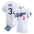 Los Angeles Dodgers #3 Edwin D¨ªaz Player White HeidiMiller World Series Meet Limited Elite Home Stitched Jerseys