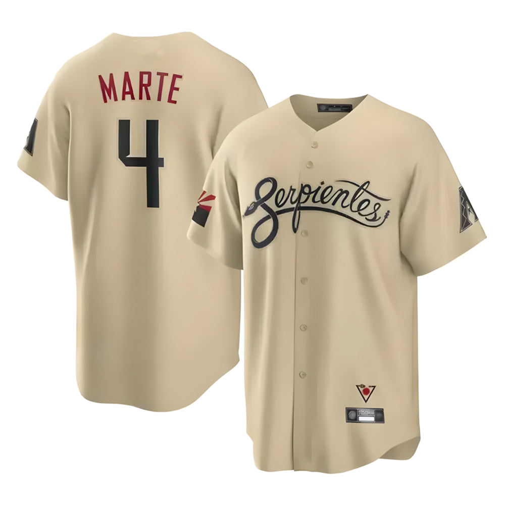 Arizona Diamondbacks #4 Ketel Marte Player Tan HeidiMiller City Connect Home Game Stitched Jerseys