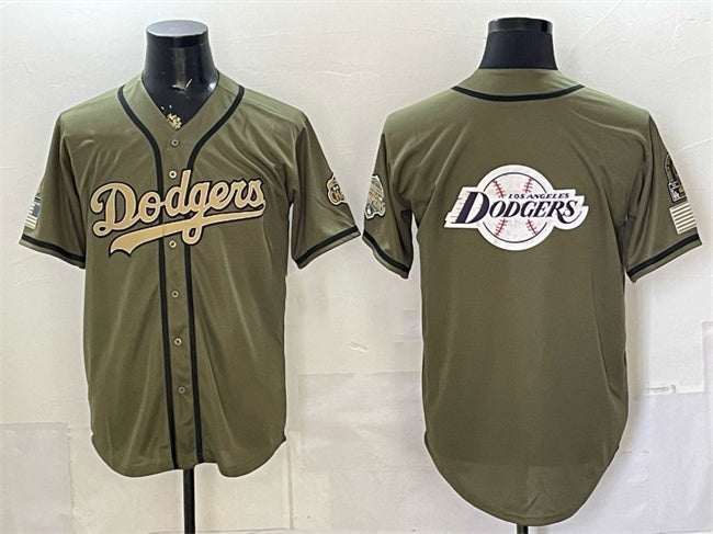 Los Angeles Dodgers Team Big Logo Olive HeidiMiller 2026 Armed Forces Day Stitched Jersey 2