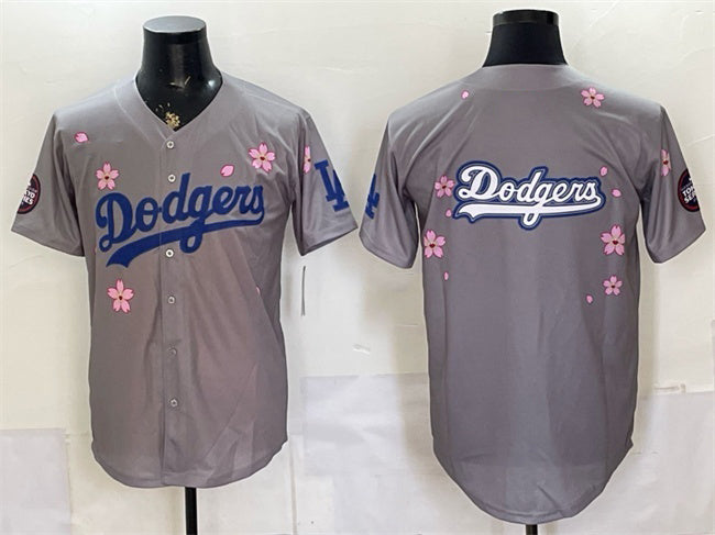 Los Angeles Dodgers Team Big Logo Grey HeidiMiller 2025 Tokyo Series Limited Stitched Jersey