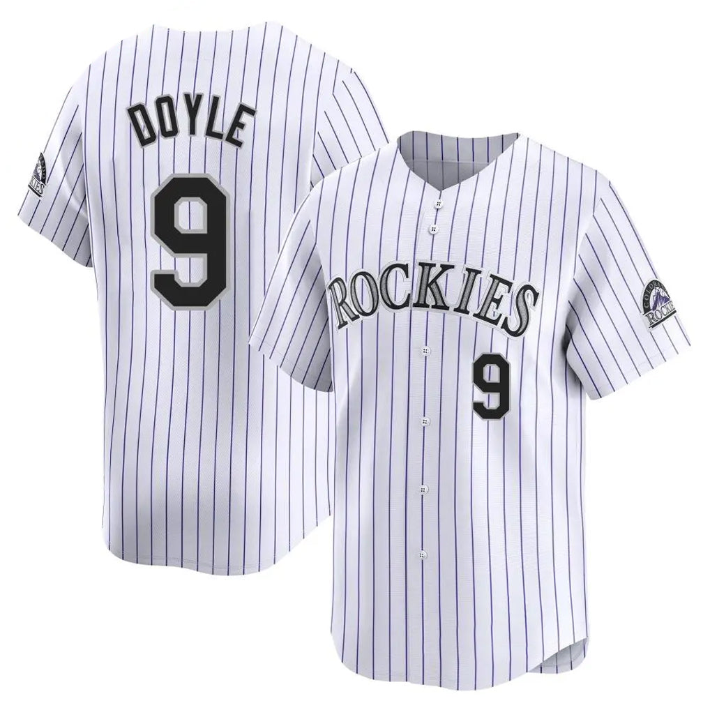 Colorado Rockies #9 Brenton Doyle Player White HeidiMiller Limited Home Stitched Jerseys